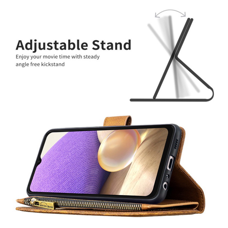 เคส iPhone 13 Pro Max หนัง PU สไตล์กระเป๋าสตางค์ลายผีเสือพร้อมช่องซิบ Zipper Pocket Design Imprinted Butterfly Pattern Wallet