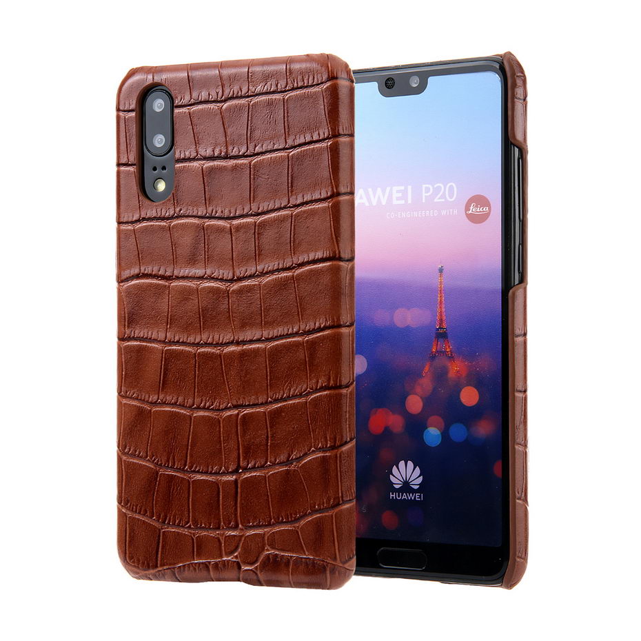 Case Huawei P20 Pro #เคสฝาหลังรูปแบบลายผิวจระเข้หนังแท้คุณภาพดี Crocodile Texture Genuine Leather Coated