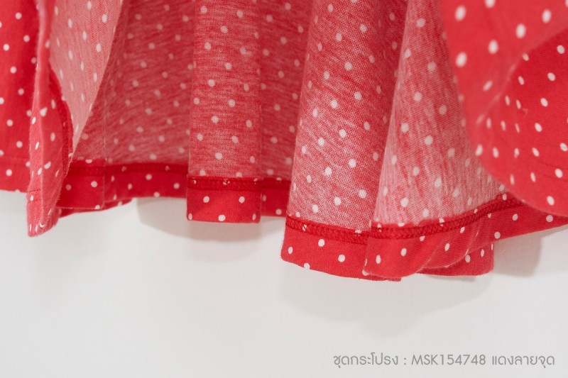 ชุดกระโปรงเด็กหญิง สีแดงจุดขาว
