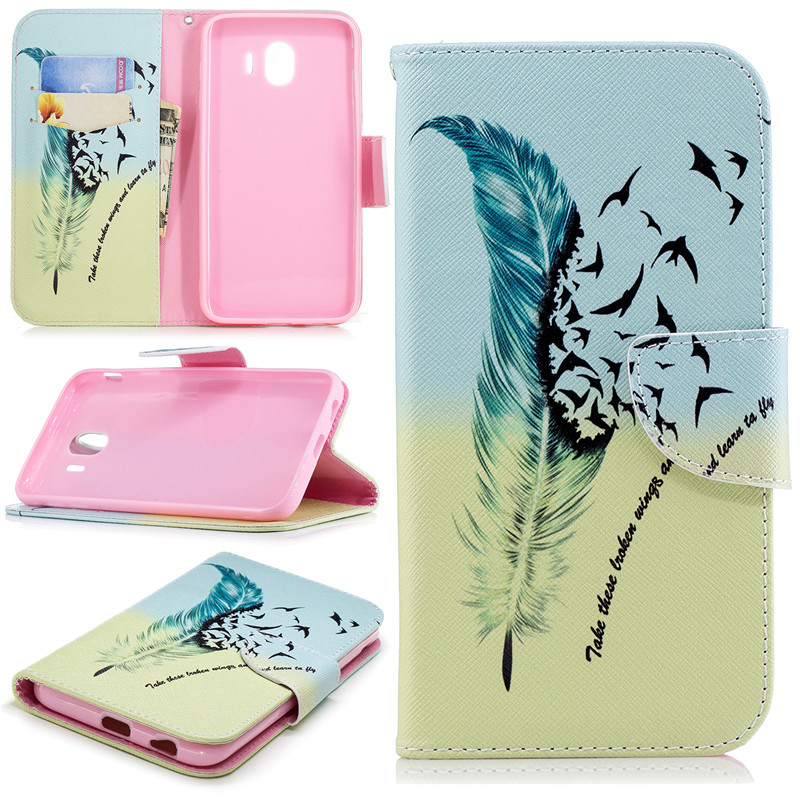 Case Samsung Galaxy J4 (2018) #เคสฝาพับกระเป๋าสตางค์หนัง PU พิมพ์ลายสวยงามน่ารักๆ Pattern Printing Leather Wallet