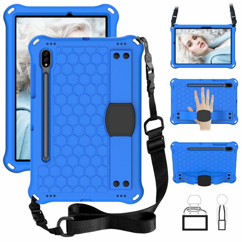 เคส Samsung Galaxy Tab S7 SM-T870 SM-T875 #เคสกันกระแทกลายรังผึ้งพร้อมสายคล้องไหล่ EVA Tablet Hybrid Shell with Shoulder Strap