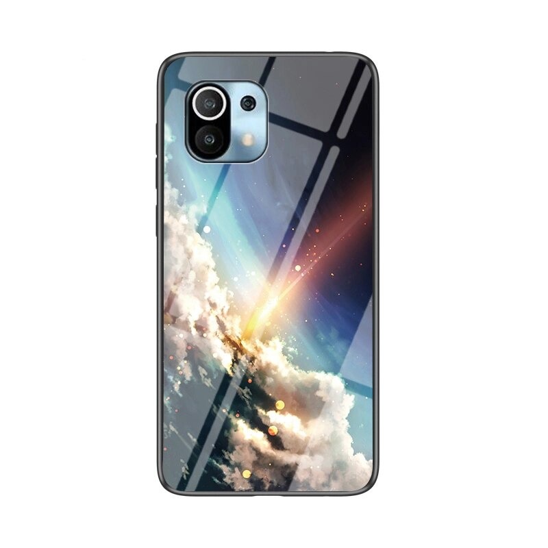 เคส Xiaomi Mi 11 #เคสฝาหลัง Gradient Color Glass + PC + TPU Hybrid Case