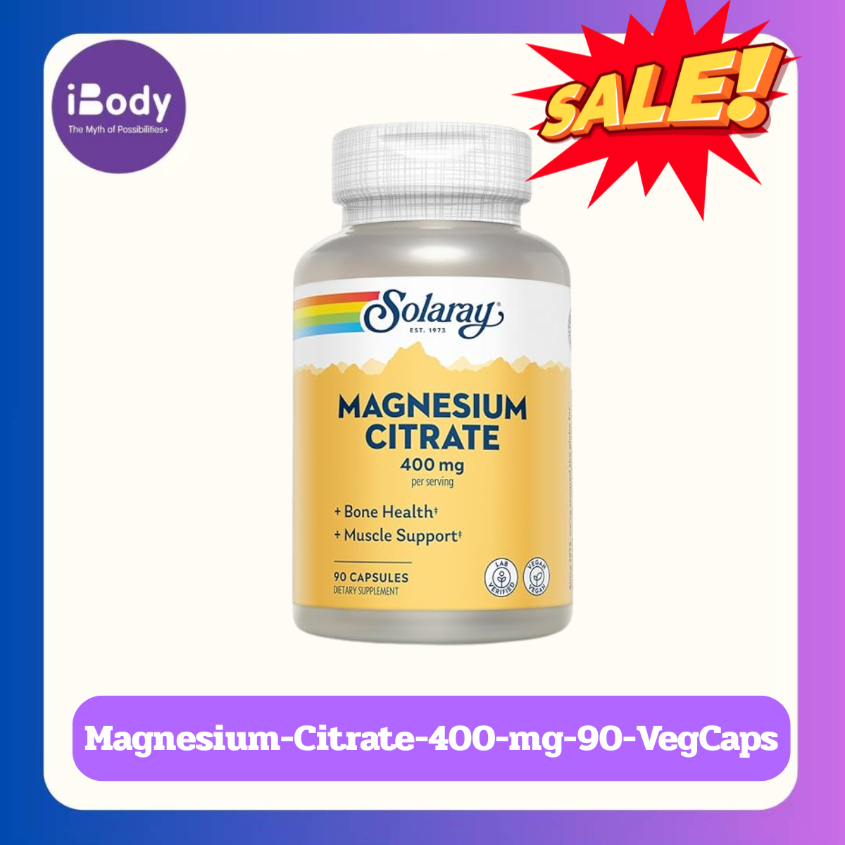 Solaray - Magnesium Citrate 400 mg แมกนีเซียม ซิเตรต