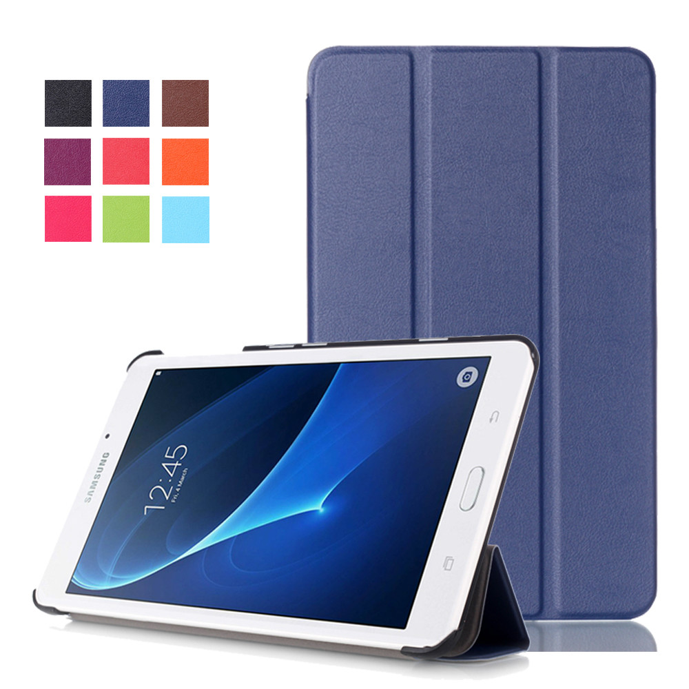 Case Samsung Tab A 7.0 T280 T285 #เคสแท็บเล็ตแบบ 3 พับ Tri-fold ผิวลิ้นจี่สวยงามคุณภาพดีราคาเบาๆ