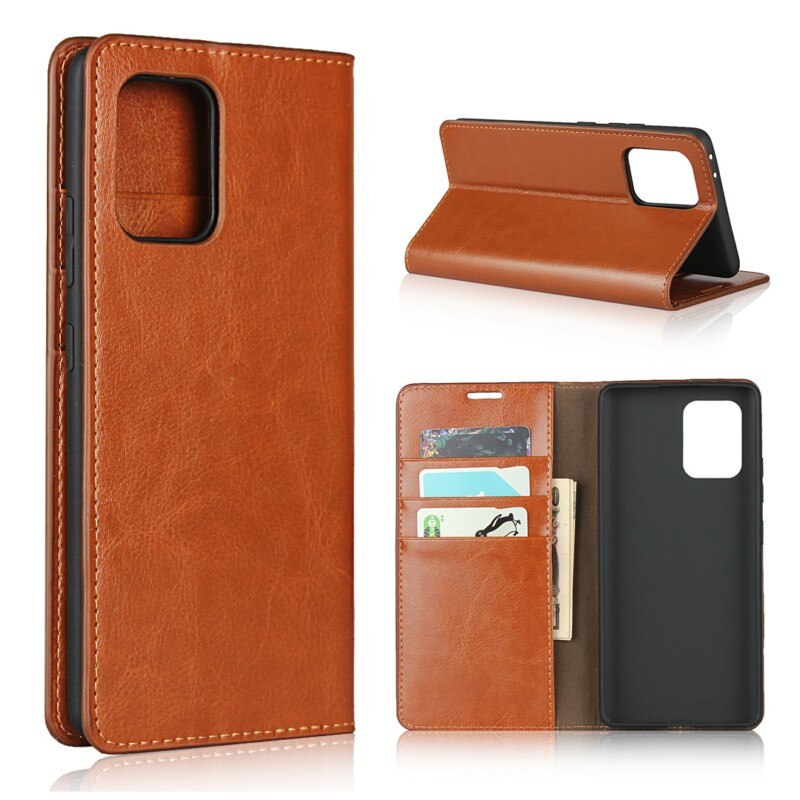 Case Samsung Galaxy S10 Lite #เคสฝาพับแบบกระเป๋าสตางค์คุณภาพดี Crazy Horse Genuine Leather Cover