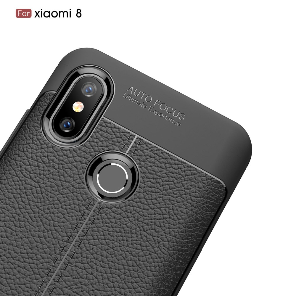 Case Xiaomi Mi 8 #เคสฝาหลัง TPU ผิวลิ้นจี่ช่วยป้องกันลายนิ้วมือและกันลื่นได้ดี