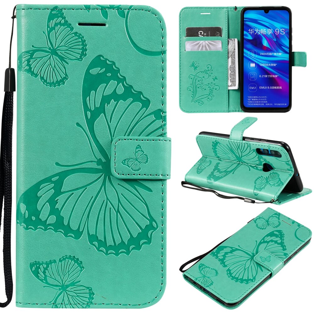 Case Huawei Y9 Prime 2019 #เคสฝาพับหนัง PU Imprint Butterflies Pattern