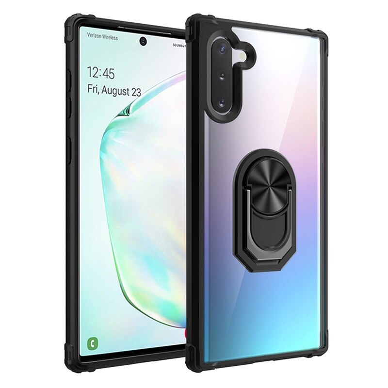เคส Samsung Galaxy Note 10 #เคสฝาหลังใสขอบทึบ +TPU Hybrid Case มีแหวนสวมนิ้วโลหะ