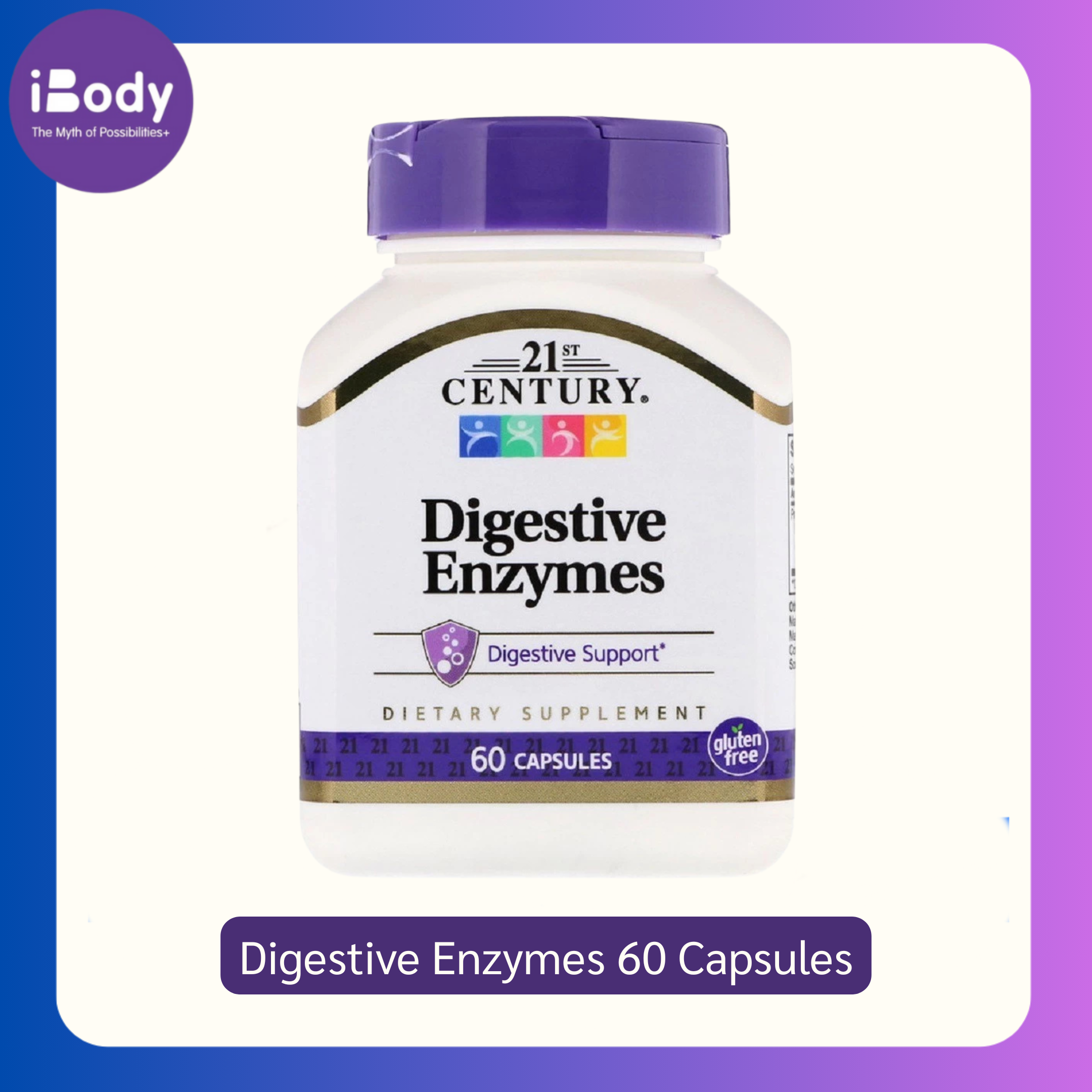 (21st Century®) Digestive Enzymes 60 Capsules เอนไซม์ย่อยอาหาร 6 ชนิด