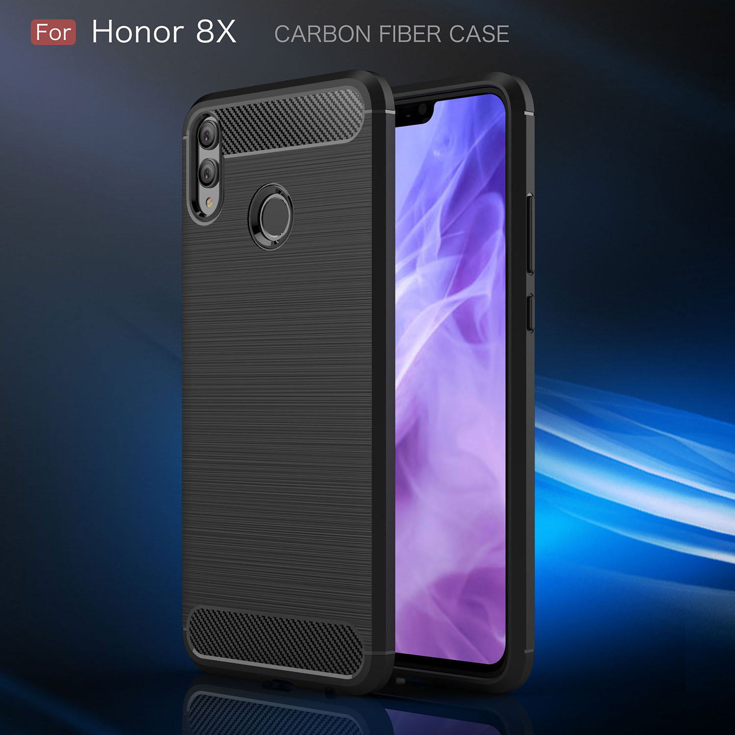 Case Honor 8X #เคสฝาหลัง TPU นิ่มผิวขัดแปรงตกแต่งคาร์บอนไฟเบอร์ Carbon Fibre Brushed