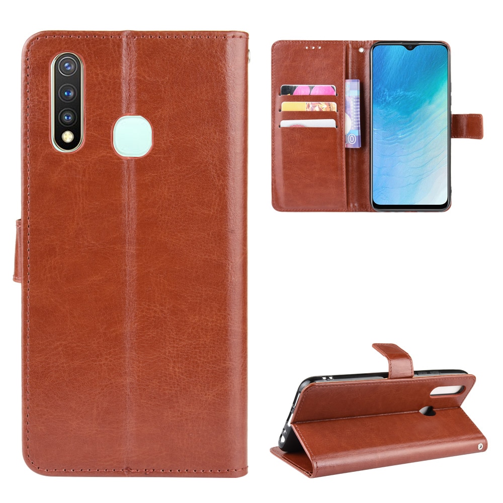 Case Vivo Y19 #เคสฝาพับหนัง PU ผิวหนังม้า Crazy Horse Texture Leather Wallet
