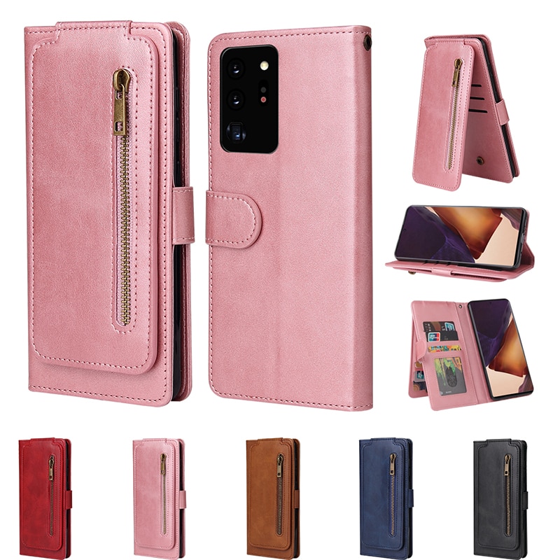 Case Samsung Galaxy Note 20 Ultra / Note 20 Ultra 5G #เคสฝาพับแบบกระเป๋าสตางค์ช่องใส่บัตรหลายช่อง Multi-slot Wallet Zippered Leather พร้อมสายคล้อง