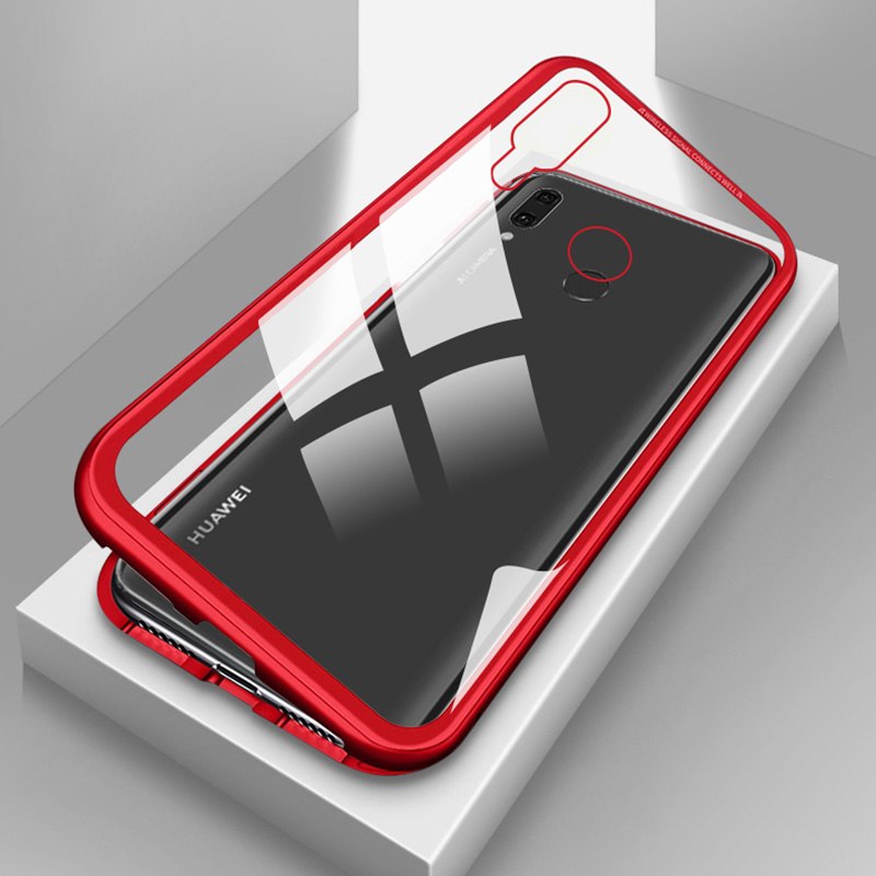 Case Huawei Y9 (2019) #เคสฝาหลังกรอบโลหะแม่เหล็กถอดได้ + แผ่นหลังกระจกนิรภัย