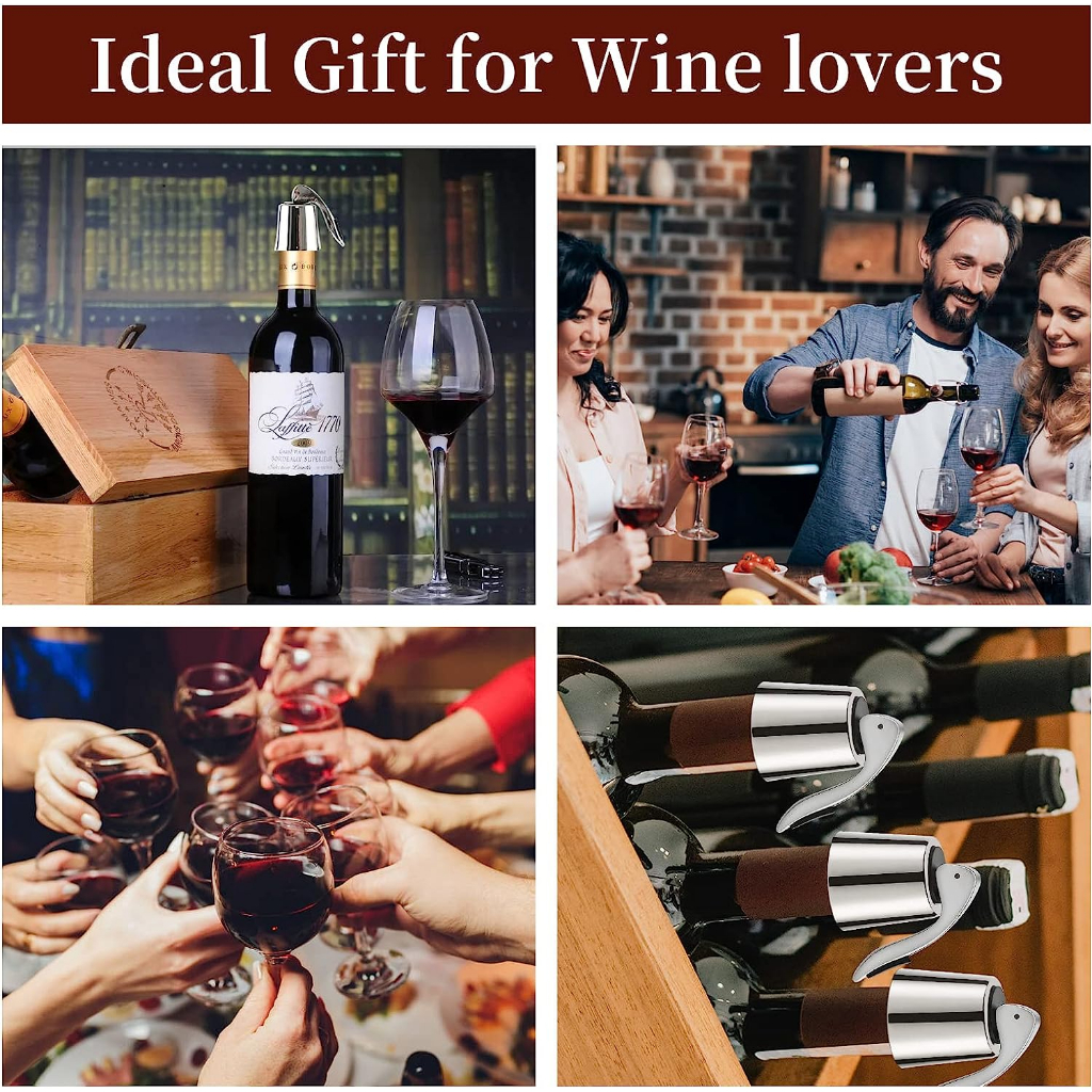 Sunwuun® Wine Stopper Stainless Steel จุกขวดไวน์ จุกไวน์สูญญากาศ จุกขวดไวน์สแตนเลส ใช้ซ้ำได้