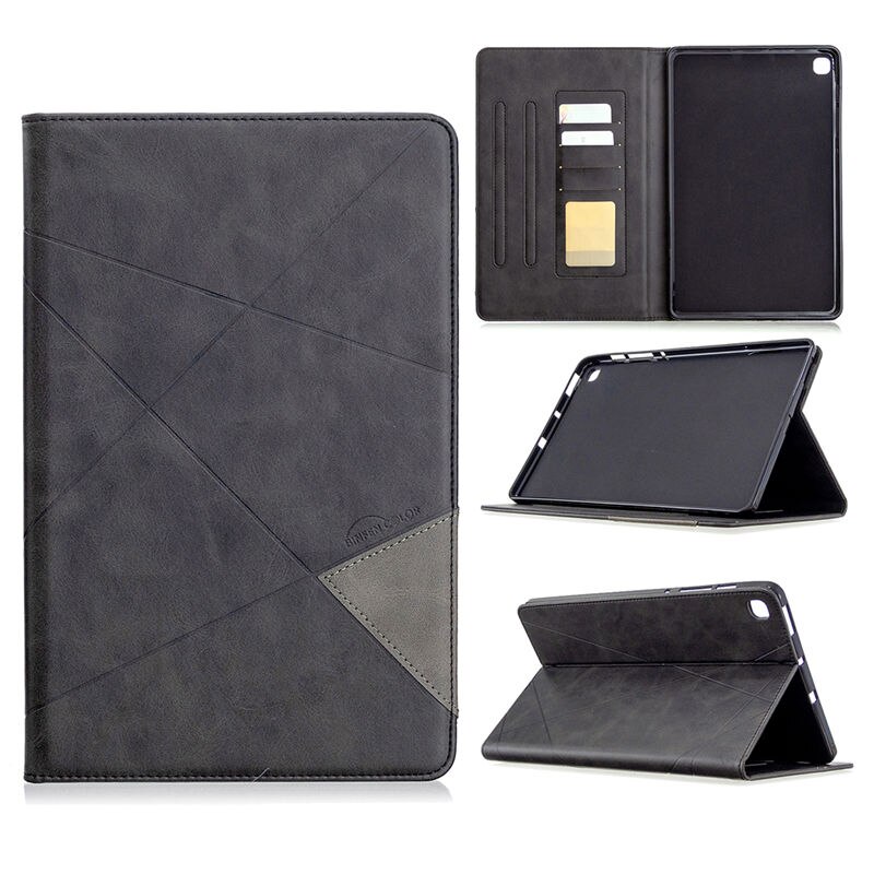เคส Samsung Galaxy Tab S6 Lite 10.4 SM-P610 P615 P617 #เคสฝาพับหนัง PU มีช่องเสียบ ID บัตรอื่นๆในตัว Geometric Pattern Leather Card Holder Protective
