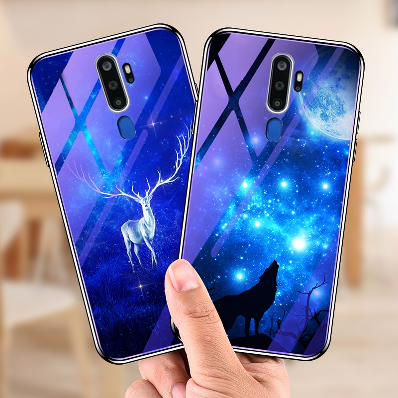 เคส OPPO A9 (2020) / OPPO A5 (2020) #เคสฝาหลังไฮบริดขอบเงา Electroplated TPU Soft Frame + Blue-ray Tempered Glass + PC