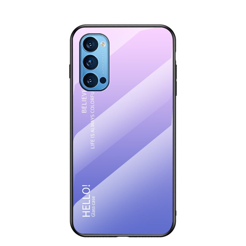 เคส OPPO Reno 4 Pro 5G #เคสฝาหลัง Gradient Color Glass + PC + TPU Hybrid Case
