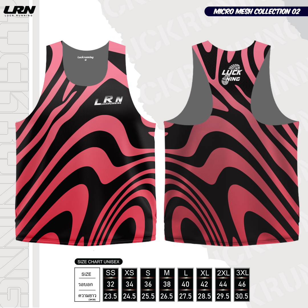 เสื้อวิ่งพิมพ์ลายกล้าม LRN Collection 02 เนื้อผ้า Micro Mesh สำหรับวิ่งมาราธอน (MM12-01)
