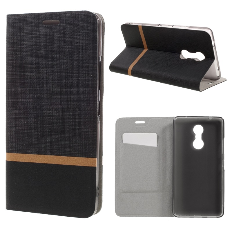 Case Lenovo K6 Note เคสฝาพับปกเสริมแผ่นเหล็ก Cross Texture Leather สวยงามทันสมัย