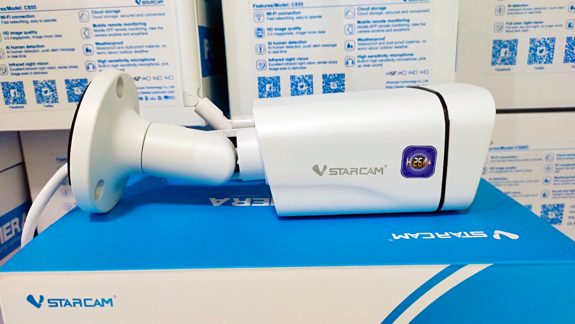 Vstarcam Vstarcamกล้องวงจรปิดกล้องใช้ภายนอก รุ่นCS58 ความละเอียด3ล้านพิกเซล มีAIสัญญาณเตือนภัย กล้องมีไวไฟในตัว สามารถพูดโต้ตอบได้ ขาว