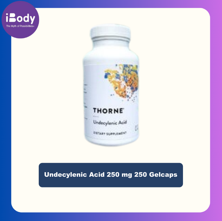 กรดอันเดซิเลนิก ช่วยรักษาสมดุลของจุลินทรีย์ในลำไส้และช่องคลอด Undecylenic Acid 250 mg 250 Gelcaps (Thorne Research®)
