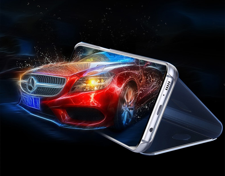 เคส Vivo S1 #เคสฝาพับปกโปร่งแสงผิวเงา Electroplating Mirror Surface Window View