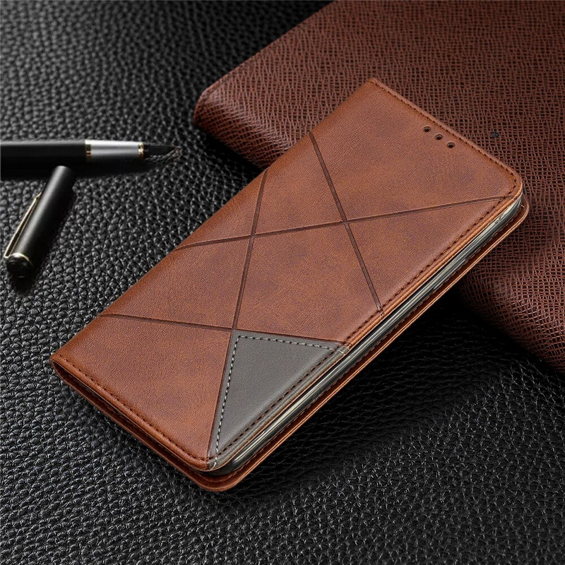 Case OPPO Reno 7 5G #เคสฝาพับหนัง PU มีช่องเสียบ ID บัตรอื่นๆในตัว Geometric Pattern Leather Card Holder Protective
