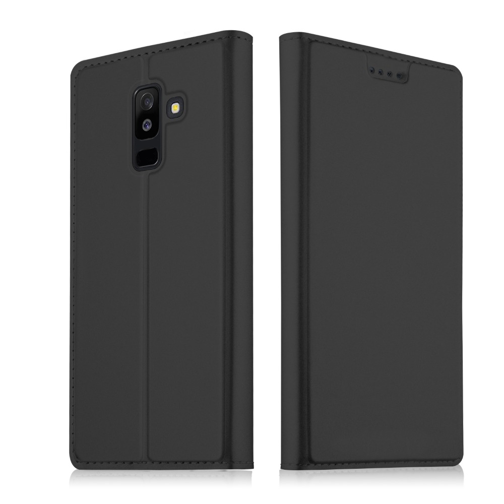 เคส Samsung Galaxy A6+ (2018) #เคสฝาพับหนัง PU Card Holder Auto-absorbed Leather คุณภาพดีราคาถูก