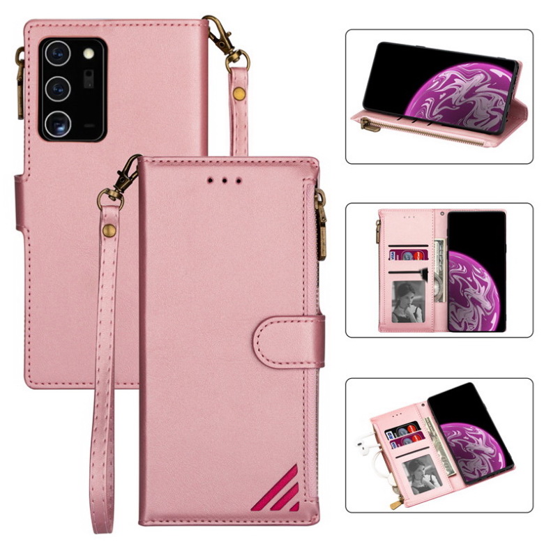 Case Huawei P40#เคสฝาพับหนัง PU มีช่องซิปมีที่เสียบการ์ด สายคล้องมือ Card Slots Luxury Flip Stand Card Zipper Phone Leather Wallet Cover (สินค้าตัวอย่างสินค้าจริงตรงตามรุ่น)