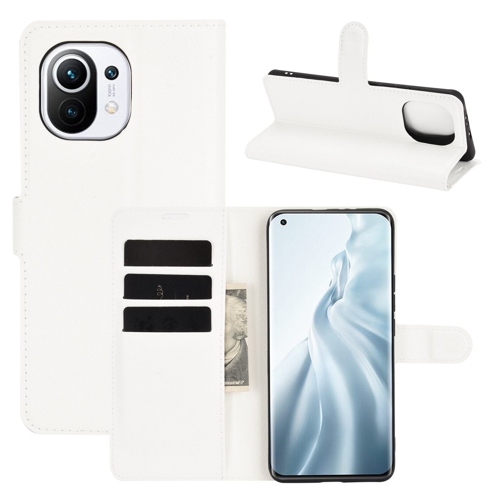 เคส Xiaomi Mi 11 #เคสฝาพับสไตล์กระเป๋าสตางค์หนัง PU ผิวลิ้นจี่