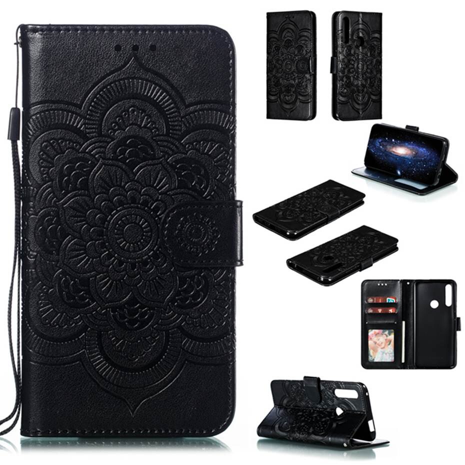Case Samsung Galaxy A20s #เคสฝาพับหนัง PU ปั้มลาย Imprint Mandala Flower