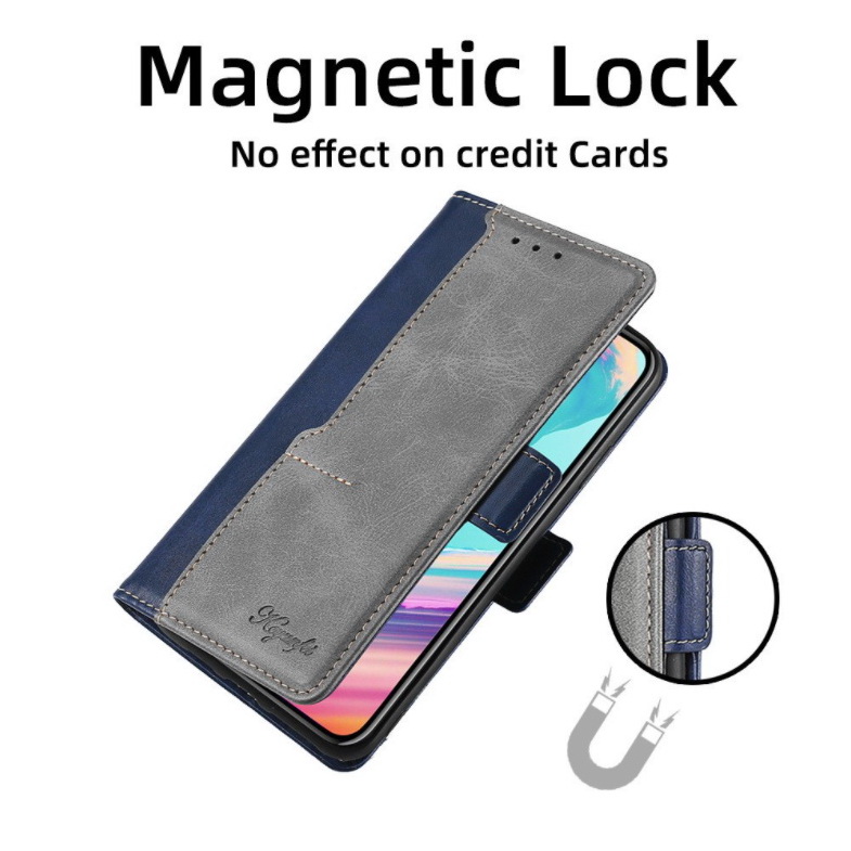 เคส iphone 15 pro max #เคสฝาพับปกหนังสไตล์วินเทจแบบกระเป๋าสตางค์ออกแบบสีทูโทน Flip Leather Case
