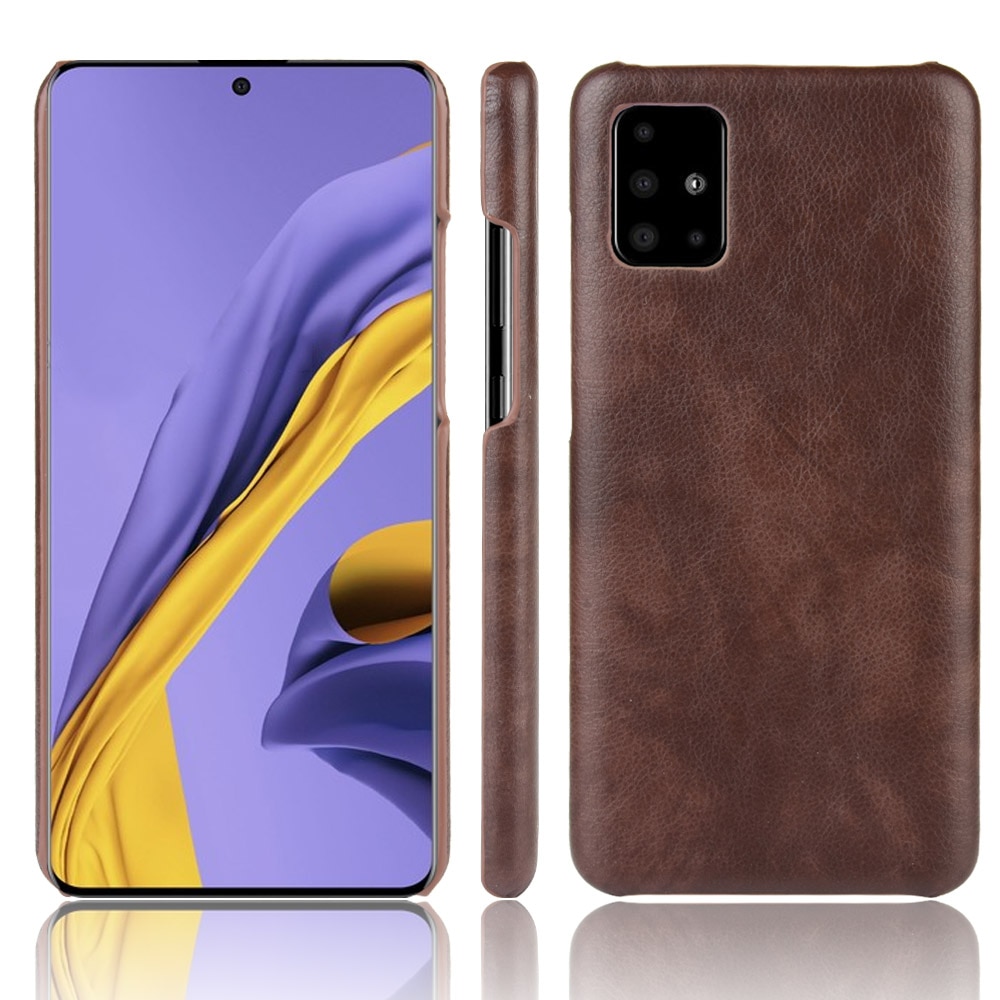 เคส Samsung Galaxy A51 #เคสฝาหลังพลาสติกแข็งเคลือบหนัง PU ลายผิวลิ้นจี่ Litchi Skin Leather Coated