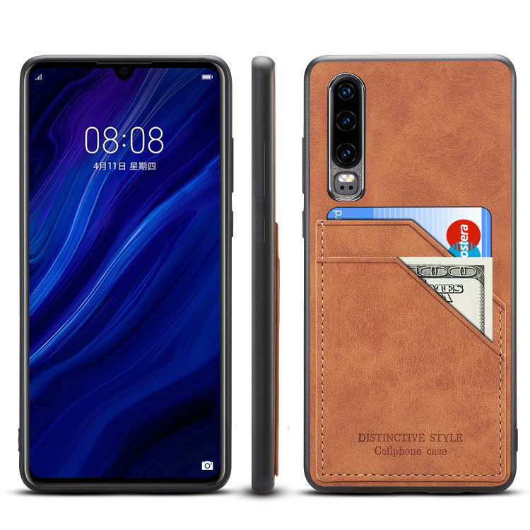Case Huawei P30 #เคสฝาหลัง TPU ผิวเคลือบหนัง PU ช่องเสียบการ์ดคู่