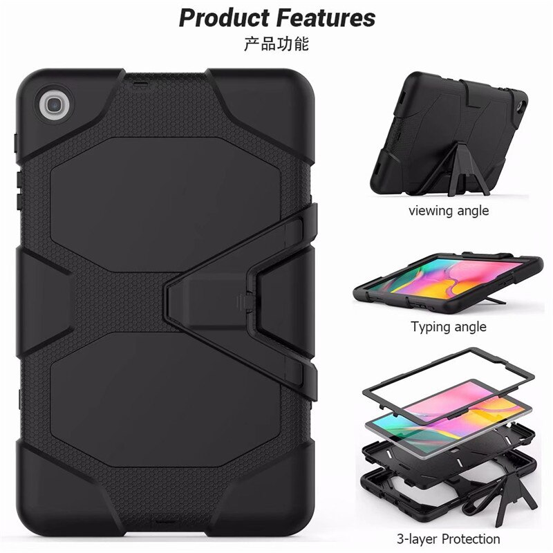 เคส Samsung Galaxy Tab A 10.1 (2019) SM-T510 SM-T515 #เคสฝาหลังไฮบริดกันกระแทก ซิลิโคน+พลาสติกกันกระแทกมีขาตั้ง Shockproof Heavy Duty Armor