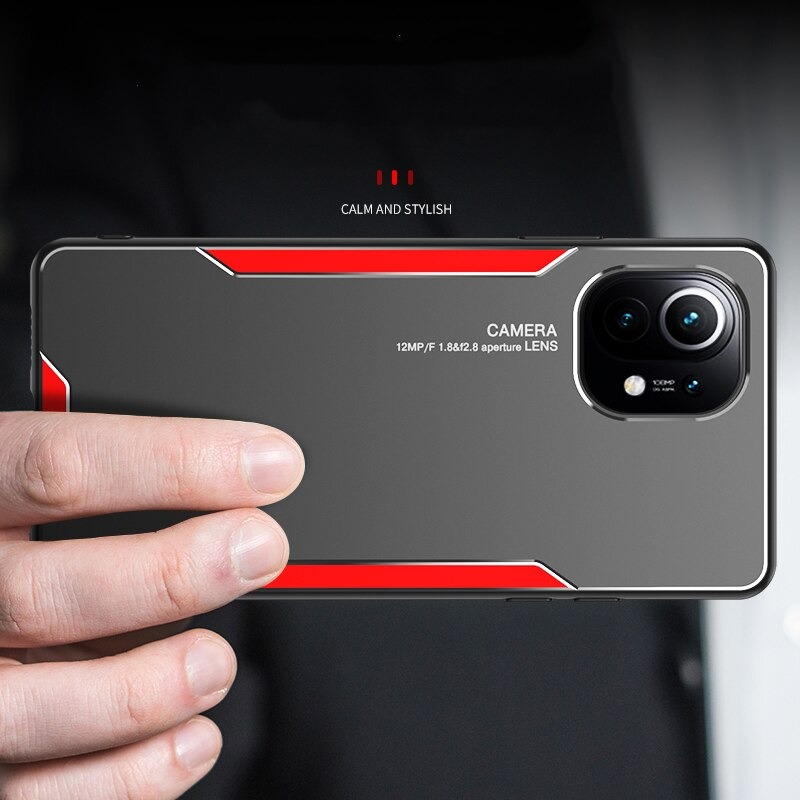 เคส Xiaomi Mi 11 #เคสฝาหลังไฮบริด Metal +TPU Shockproof metal back plate Phone Back Cover