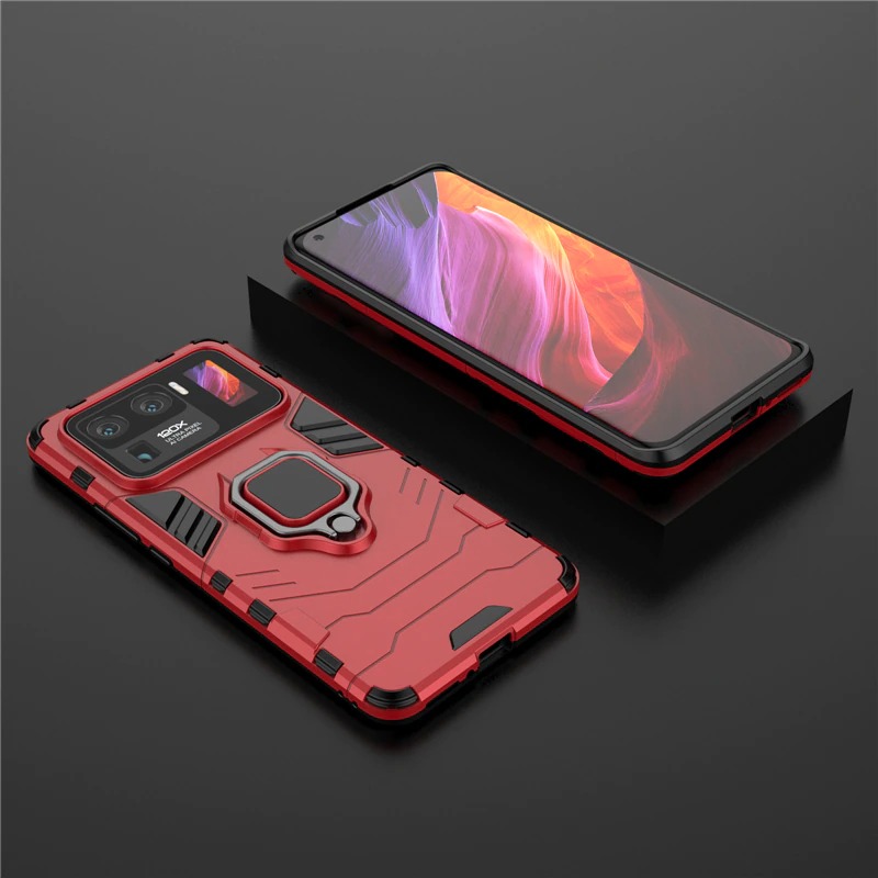 เคส Xiaomi Mi 11 Ultra #เคสฝาหลังพลาสติกแข็ง +TPU Hybrid Case มีแหวนสวมนิ้วโลหะ