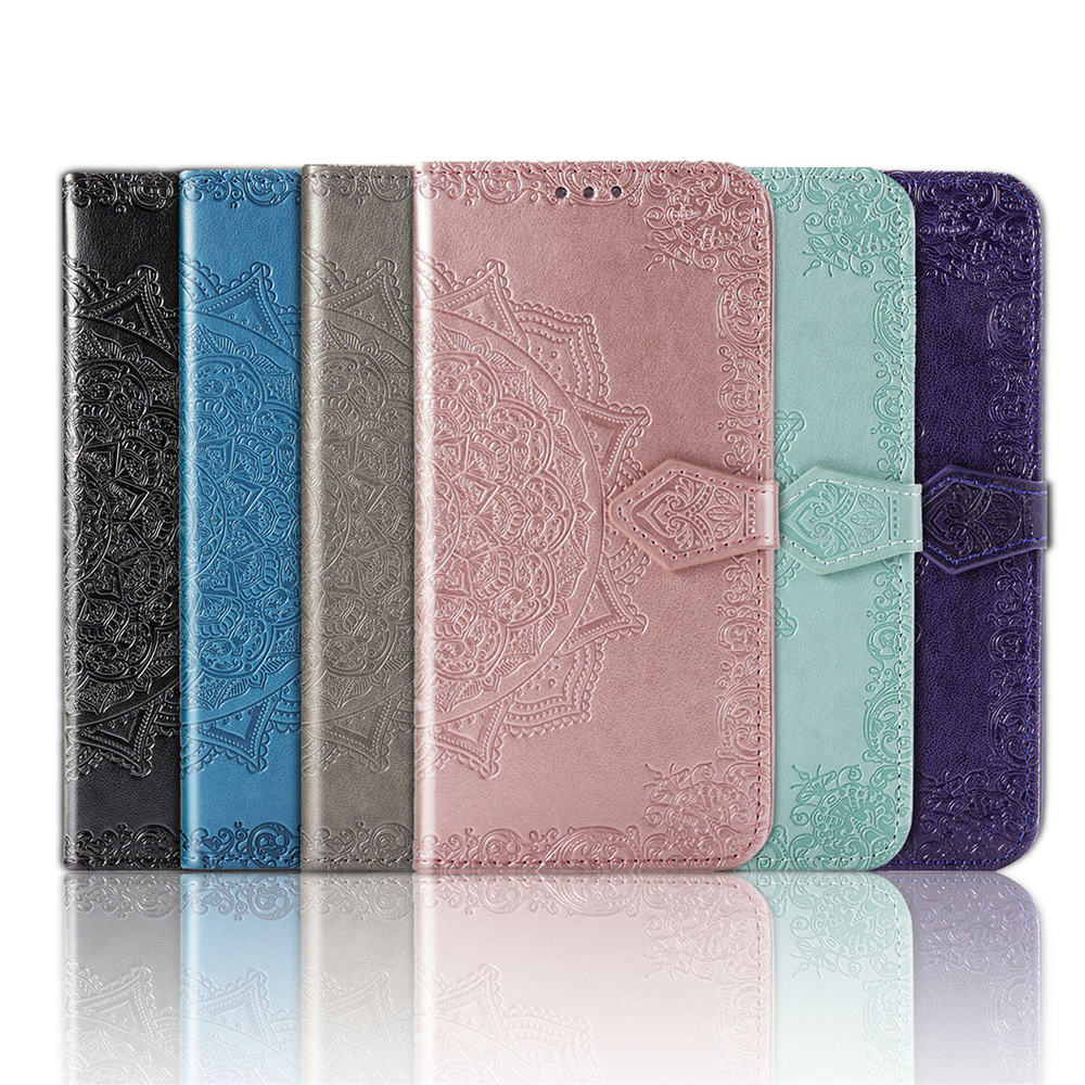 เคส Samsung Galaxy A01 Core #เคสฝาพับหนัง PU ผิวลายนูน Embossed Mandala Flower Leather Wallet