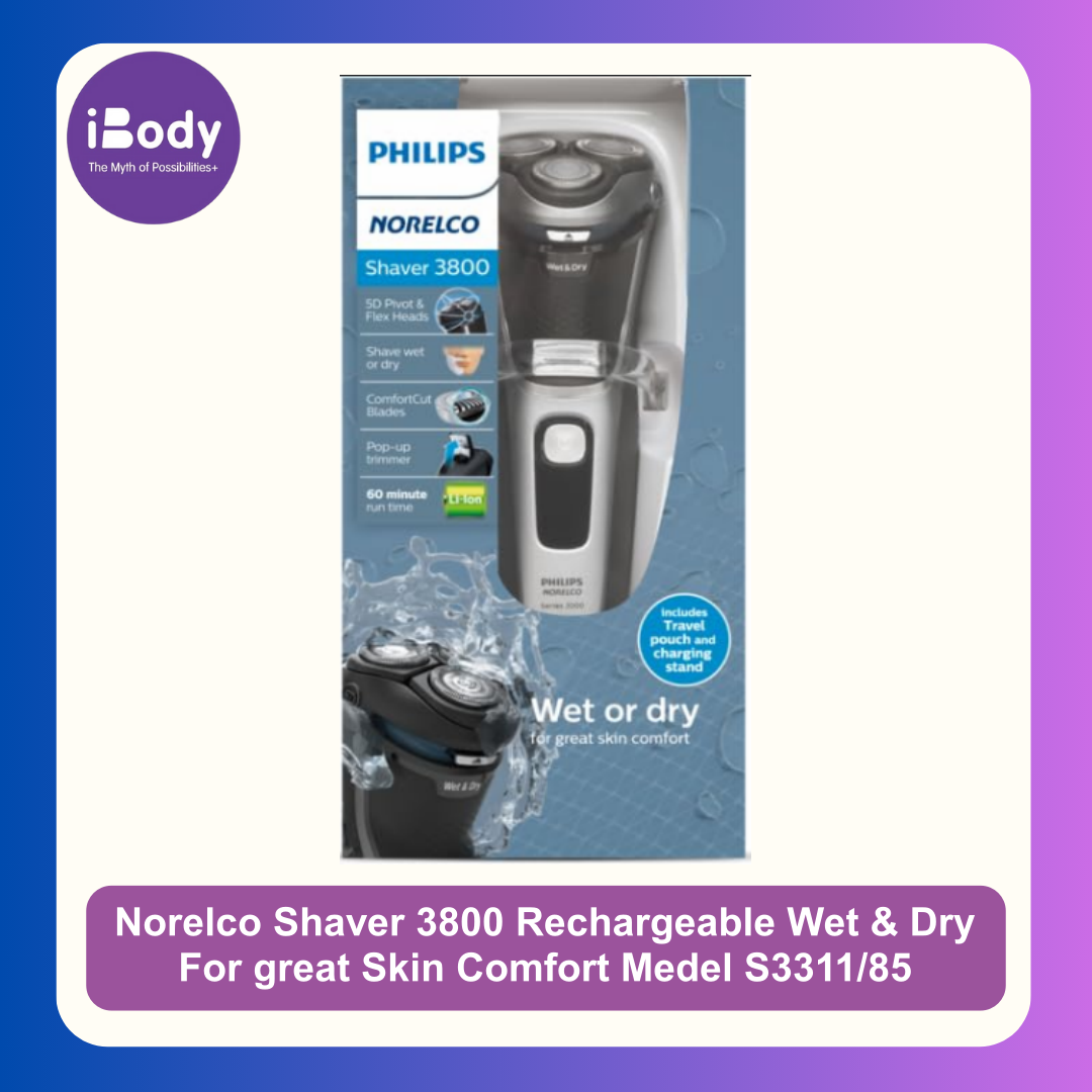 ฟิลิปส์ เครื่องโกนหนวดไฟฟ้า [Philips®] Norelco Shaver 3800 Rechargeable Wet & Dry For great Skin Comfort Medel S3311/85