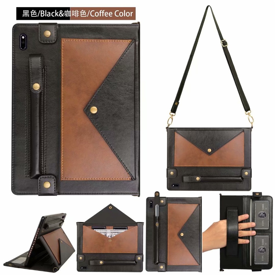 Case Huawei MatePad Pro 10.8 inch(2019) #เคสฝาพับหนัง PU รูปแบบซองจดหมายสีประกบมีที่เก็บปากกาและสวมนิ้ว Color Splicing Envelop Style Wallet Leather Case with Pen Pouch