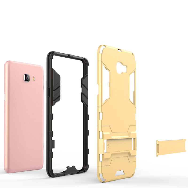 Case Samsung Galaxy C9 Pro #เคสฝาหลังกันกระแทก Hybrid TPU+PC มีขาตั้งในตัว