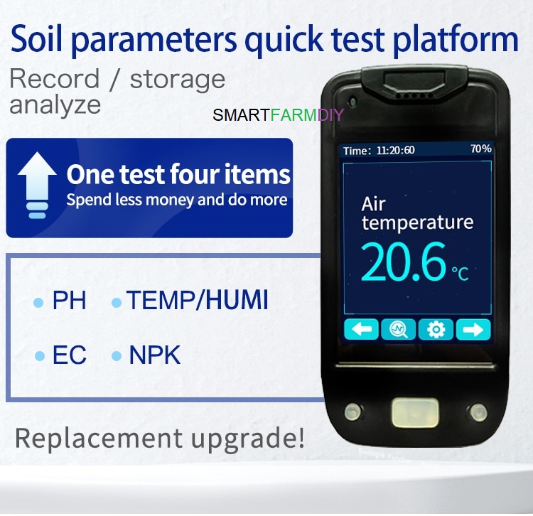 เครื่องวัดดินแบบพกพา EC PH SOIL TEMP HUM NPK