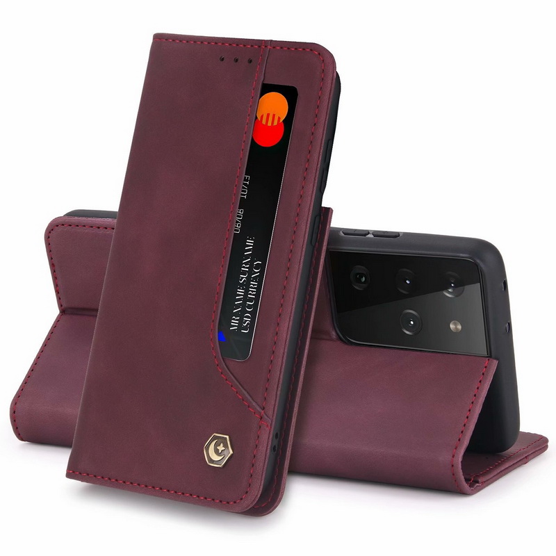 เคส Samsung Galaxy S21 Ultra #เคสฝาพับหนัง PU สไตล์กระเป๋าสตางค์พร้อมช่องใส่การ์ด Luxury Flip Stand Card Phone Leather Wallet Cover Casing