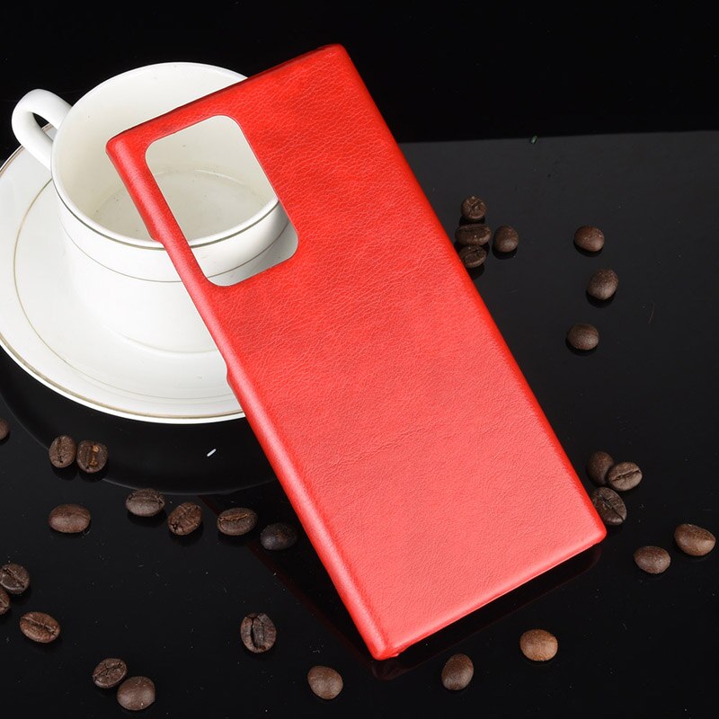 Case Samsung Galaxy Note 20 Ultra / Note 20 Ultra 5G #เคสฝาหลังพลาสติกแข็งเคลือบหนัง PU ลายผิวลิ้นจี่ Litchi Skin Leather Coated