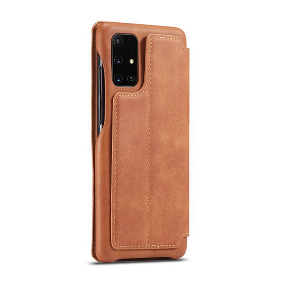 Case Samsung Galaxy A51 #เคสฝาพับหนัง PU มีช่องใส่บัตร LC.IMEEKE Retro Style Leather Card Holder