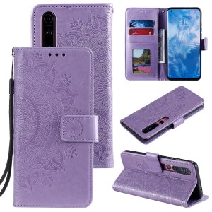 Case Xiaomi Mi 10 #เคสฝาพับหนัง PU ปั้มลาย Imprint Mandala Flower