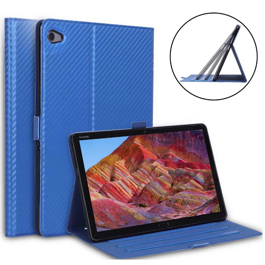 Case Huawei MediaPad M5 Lite 10.1 #เคสฝาพับลาย Carbon Fiber Texture Magnetic Leather Shell มีช่องใส่การ์ด