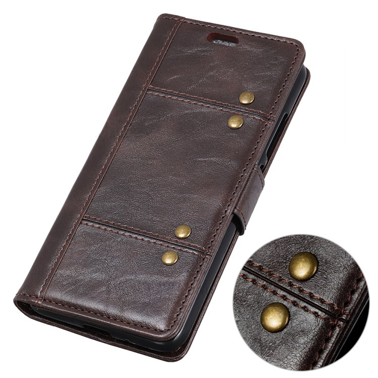 Case Xiaomi Redmi Note 6 Pro #เคสฝาพับหนัง PU การตกแต่งแบบริ้ว Rivet Decor Crazy Horse Texture