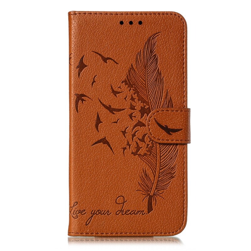 เคส Samsung Galaxy S20 Ultra / S20 Ultra 5G #เคสฝาพับแบบกระเป๋าสตางค์หนัง PU พิมพ์ลายขนนก