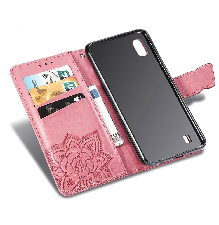 Case Samsung Galaxy A10 #เคสฝาพับ Imprint ลายผีเสื้อดอกไม้ลายน่ารักๆ